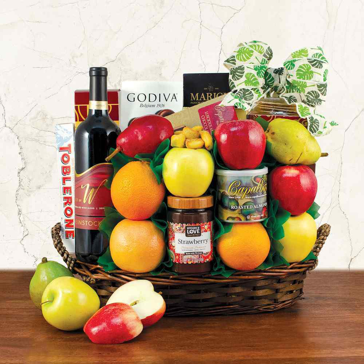 Jerusalem Wine, Fruit and Kosher Food Gift Basket